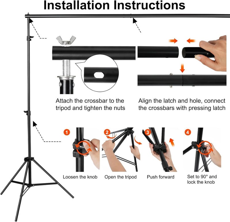 PADOM Photography2m*2m Backdrop Stand Background Support System with Carrying Bag - Image 2