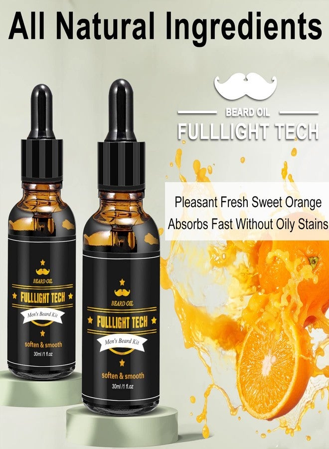 FULLLIGHT TECH 2 Pack Beard Oil for Men Growth 100% Natural Argan Oil,Jojoba Oil Leave in Conditioner Softener for Mustache Grooming Moisturizing - Image 2