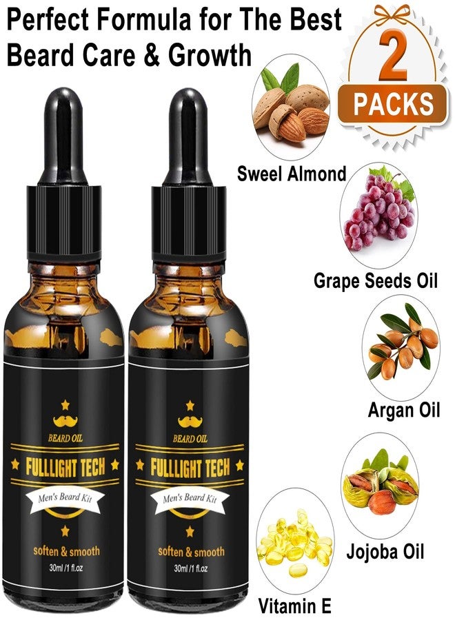 FULLLIGHT TECH 2 Pack Beard Oil for Men Growth 100% Natural Argan Oil,Jojoba Oil Leave in Conditioner Softener for Mustache Grooming Moisturizing - Image 3
