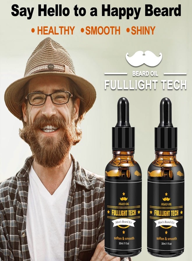 FULLLIGHT TECH 2 Pack Beard Oil for Men Growth 100% Natural Argan Oil,Jojoba Oil Leave in Conditioner Softener for Mustache Grooming Moisturizing - Image 5