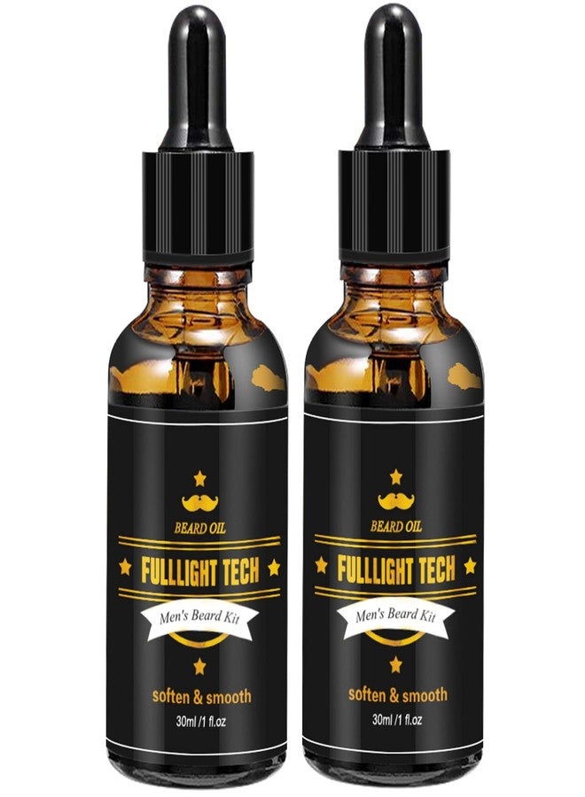 FULLLIGHT TECH 2 Pack Beard Oil for Men Growth 100% Natural Argan Oil,Jojoba Oil Leave in Conditioner Softener for Mustache Grooming Moisturizing - Image 1