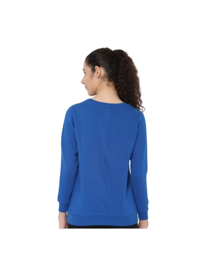 USA Women's Sweatshirt–Blue Full Sleeve With “AMERICA Land Of The Free” Print – Soft Cotton Casual Wear For Style & Comfort - Image 2