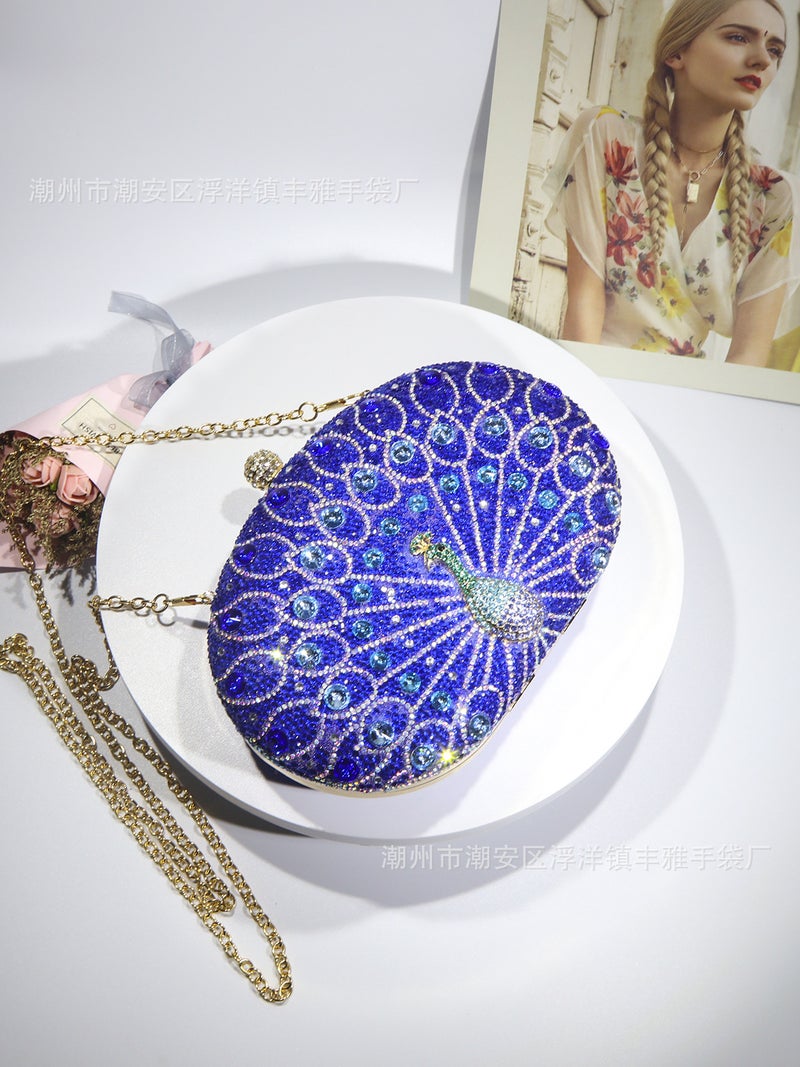 New Peacock Diamond Dinner Bag Europe And America Banquet Handbag Shoulder Messenger Bag - Image 5