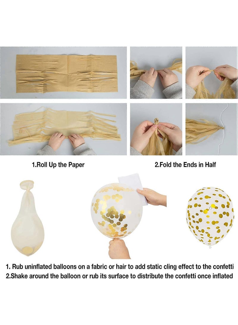 Daytoyz Rose Gold Birthday Party Decorations Kit, Confetti Foil Rose Gold Balloons Happy Birthday Banner Tassels Metallic Fringe - Image 3