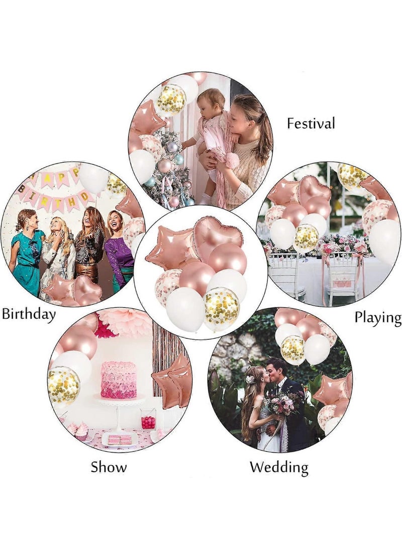 Daytoyz Rose Gold Birthday Party Decorations Kit, Confetti Foil Rose Gold Balloons Happy Birthday Banner Tassels Metallic Fringe - Image 4