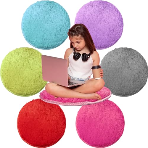 AMHSCOCA 6 Pcs Kids Carpet Circle Seats 16" Kids Round Soft Warm Floor Rug Mat for Classroom, Home School Story Time, Group Activity Educational Learning Playing Areas (6) - Image 1