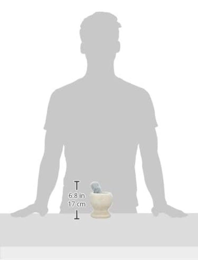 هاون ومدقة رخامي كلاسيكي - مطحنة حجرية متينة للثوم والبصل والتوابل والأعشاب والفلفل | كسارة مطبخ يدوية متينة - Image 5