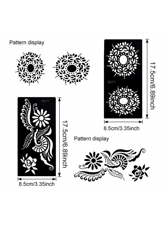 Konsait 10 أوراق قوالب وشم مؤقتة كبيرة، قوالب ملصقات حناء قابلة لإعادة الاستخدام، ريشة فراشة زهرة ماندالا مجوهرات فن الجسم وجه فن الوشم اللامع مجموعة قوالب الوشم للبالغين النساء الفتيات - Image 1