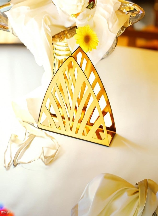 ServEzee Tissue Paper Holder | Decorative & Attractive Golden Triangle Stainless Steel Napkin Dispenser Stand for Home, Kitchen, Dining Table, Office Desk, Resturant & Cafeteria, Hotel etc. - Image 3
