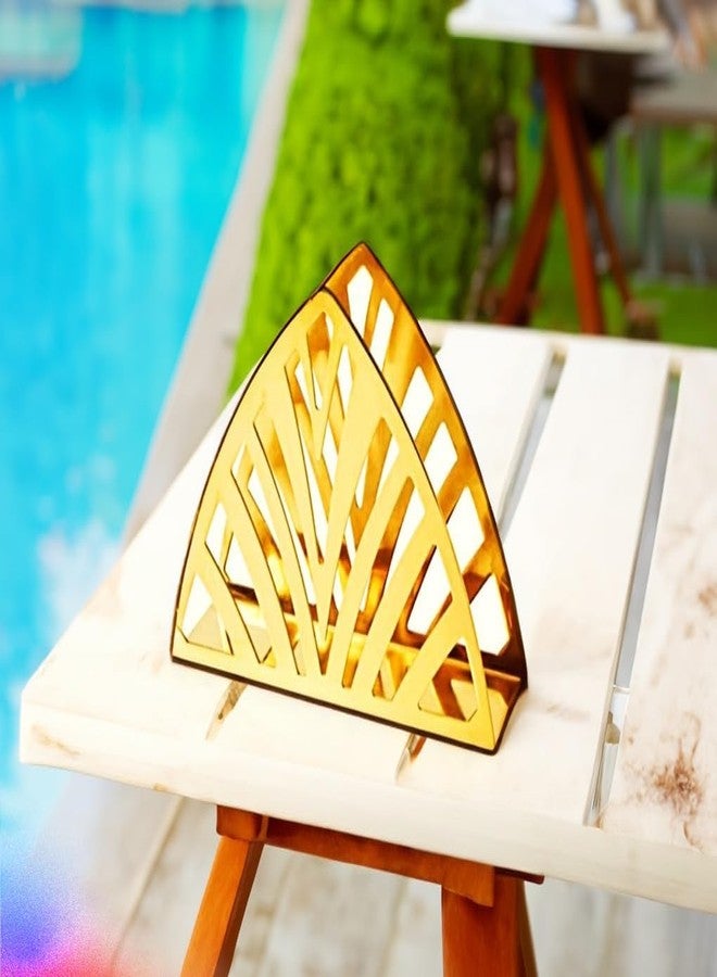 ServEzee Tissue Paper Holder | Decorative & Attractive Golden Triangle Stainless Steel Napkin Dispenser Stand for Home, Kitchen, Dining Table, Office Desk, Resturant & Cafeteria, Hotel etc. - Image 2