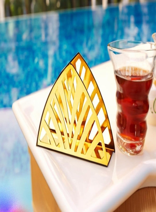 ServEzee Tissue Paper Holder | Decorative & Attractive Golden Triangle Stainless Steel Napkin Dispenser Stand for Home, Kitchen, Dining Table, Office Desk, Resturant & Cafeteria, Hotel etc. - Image 4