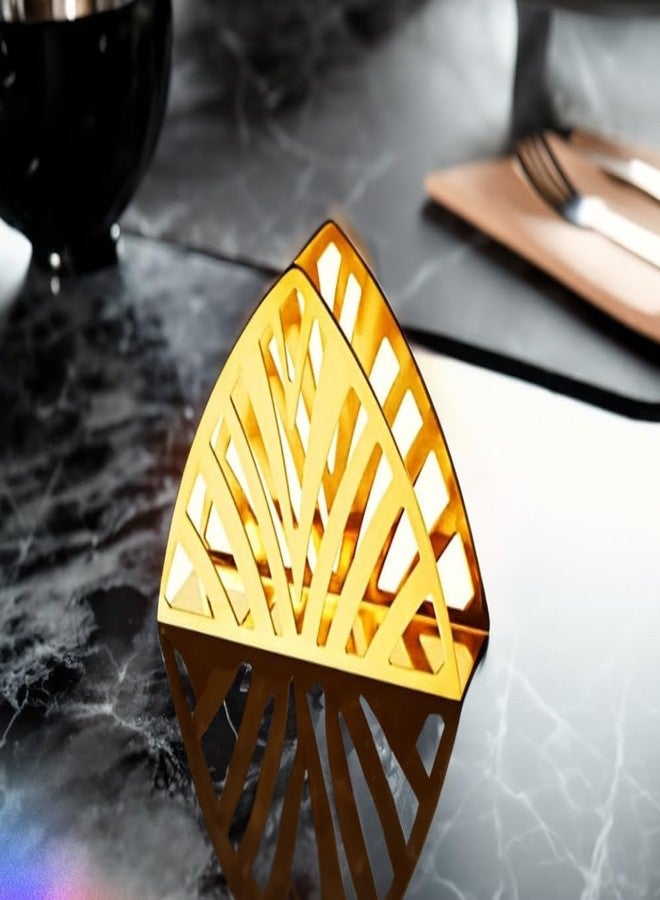 ServEzee Tissue Paper Holder | Decorative & Attractive Golden Triangle Stainless Steel Napkin Dispenser Stand for Home, Kitchen, Dining Table, Office Desk, Resturant & Cafeteria, Hotel etc. - Image 5