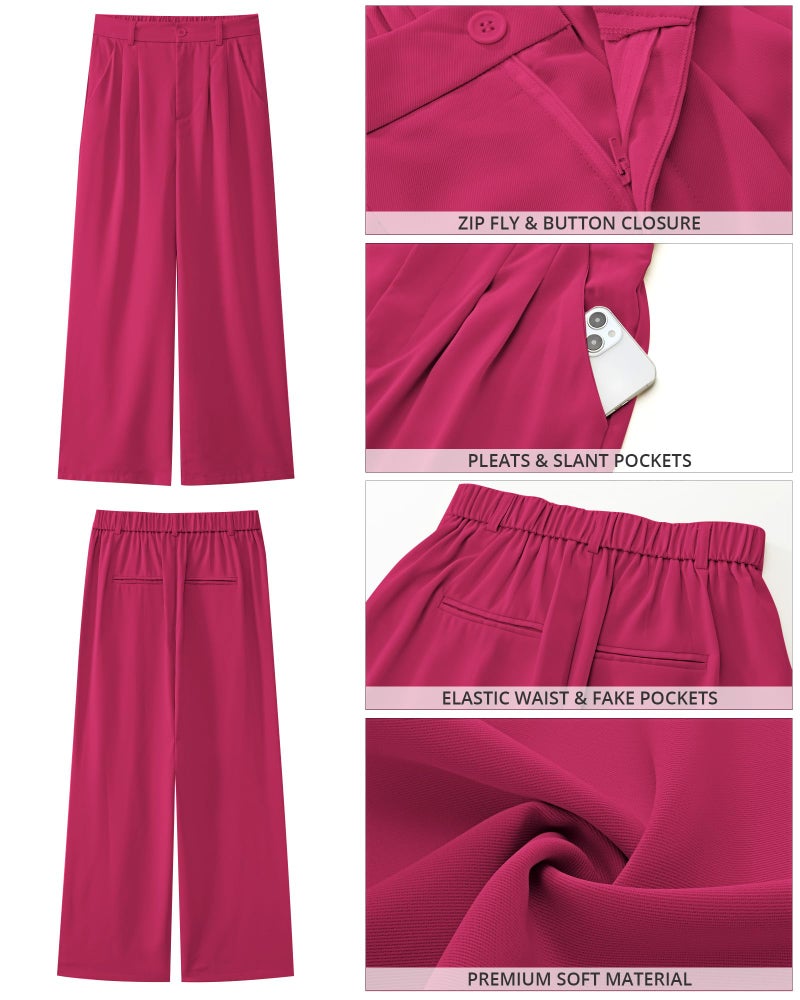 GRAPENT Maternity Pants for Work Women's Trousers Womens Slacks High Waisted Work Pants Pink Dress Pants for Women Work Outfits for Women Office Color Petite Magenta Size Medium Size 8 Size 10 - Image 5