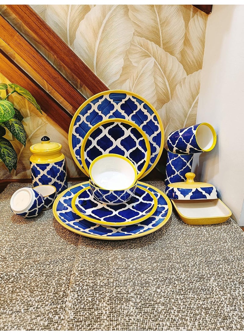 Caffeine Caffeine Ceramic Handmade Blue Umrao Combo Dinner Set (Set of 12)  - Image 2