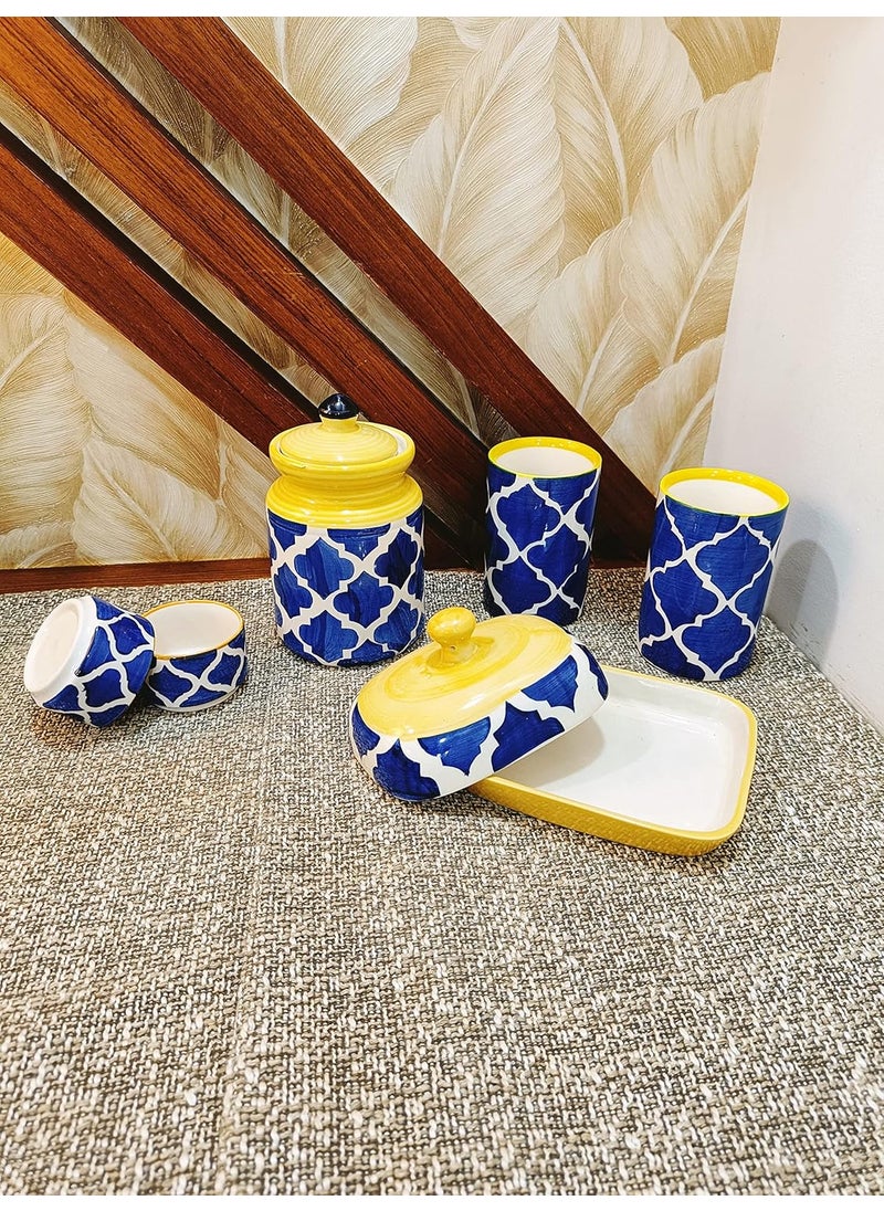 Caffeine Caffeine Ceramic Handmade Blue Umrao Combo Dinner Set (Set of 12)  - Image 5