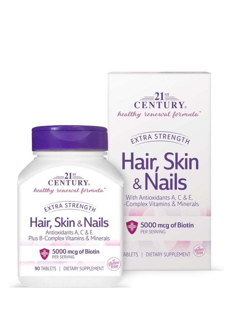 21st Century Hair Skin & Nails Extra Strength - 90 Tablets - Image 1