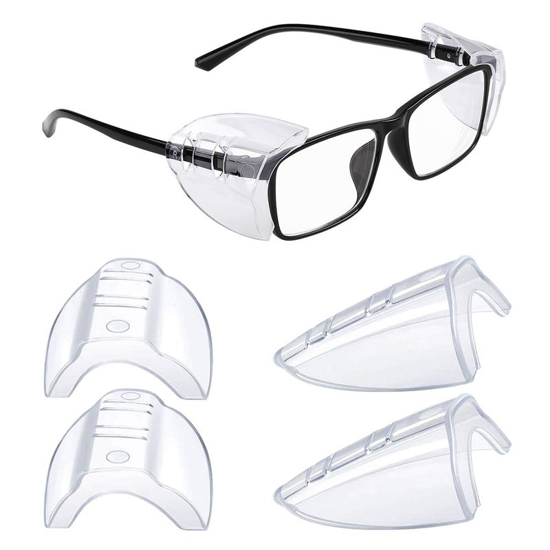 MELASA 2 Pairs Side Shields for Prescription Glasses Safety Glasses Eye Protection Slip on Fits Most Small to Large Eyeglasses