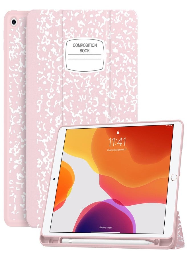 Soke New iPad 10.2 Case with Pencil Holder for iPad 9th Generation 2021 /8th Gen 2020/7th Gen 2019- Premium Shockproof Case with Soft TPU Back Cover & Auto Sleep/Wake for iPad 10.2 Inch,BookPink - Image 1