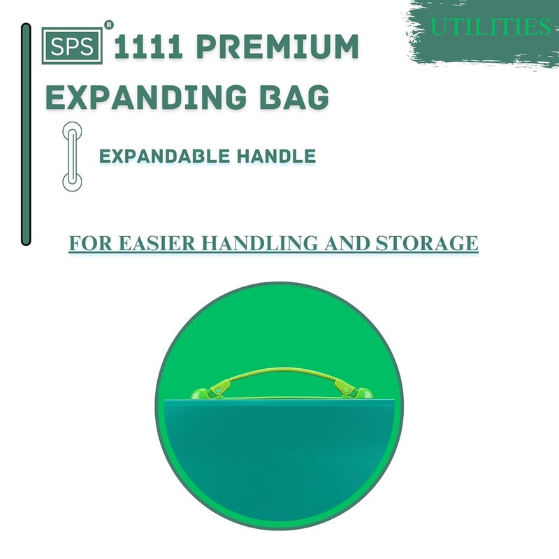 sps 13 Pocket Expanding File Folder with Buckle Closure,Label Index and Handle for A4/Foolscap/Legal Documents (Green) - Image 4