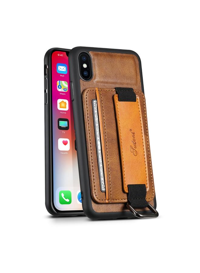 Suteni H13 Card Wallet Wrist Strap Holder PU Phone Case For iPhone X / XS - Image 1