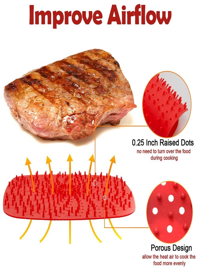 DEMEDO Upgrade Reusable Air Fryer Liners with Raised Silicone | Patented Product | BPA Free Non-Stick Silicone Air Fryer Mats | Air Fryer Silicone Tray Accessories | 2 Size Options - 9 Inch Square - Image 2