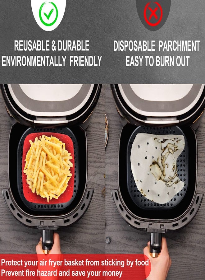 DEMEDO Upgrade Reusable Air Fryer Liners with Raised Silicone | Patented Product | BPA Free Non-Stick Silicone Air Fryer Mats | Air Fryer Silicone Tray Accessories | 2 Size Options - 9 Inch Square - Image 4