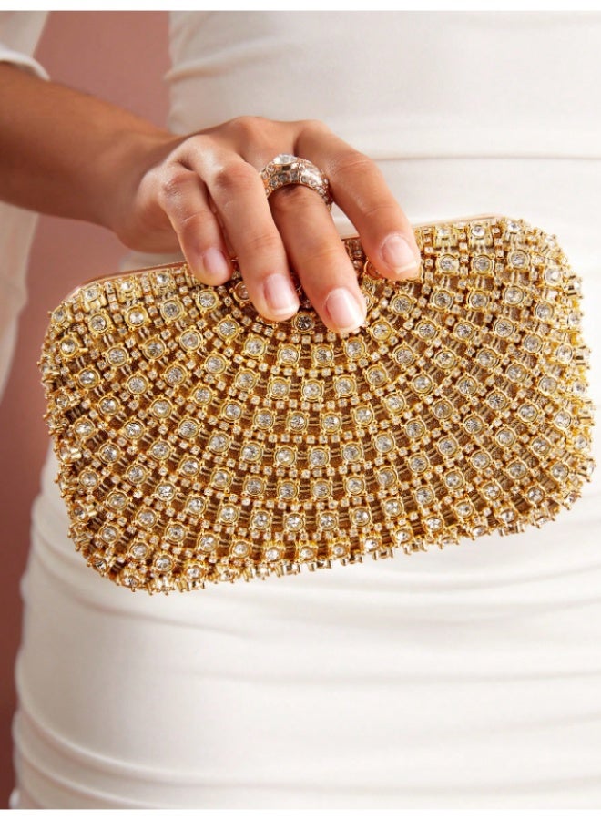 MHD Luxury, Elegant and Gorgeous Small Evening Clutch Bag with Rhinestones, for Weddings, Proms, Bridal Showers, Honeymoons, Brides, Guests, Brides, Ramadan - Image 1