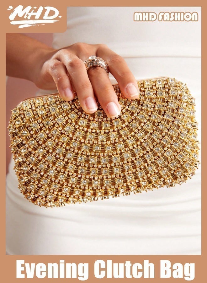 MHD Luxury, Elegant and Gorgeous Small Evening Clutch Bag with Rhinestones, for Weddings, Proms, Bridal Showers, Honeymoons, Brides, Guests, Brides, Ramadan - Image 1