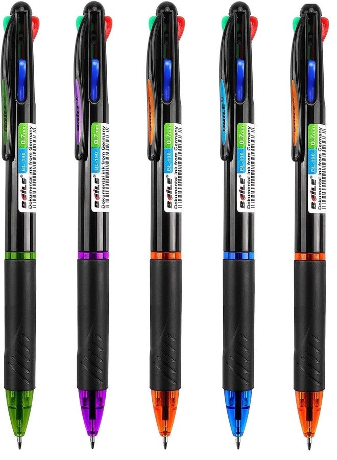 APCATIO Fancy Design Baile 4 IN 1 Pens 0.7mm Fine Point Multicolor BallPoint Pen Creative Writing Retractable Ball Point Pens For Office, Student – (Set of 5 pens) - Image 1
