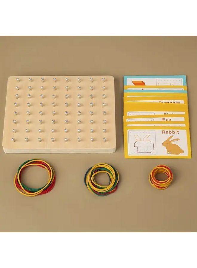 1 Set Wooden Geometric Pegboard Math Puzzle Toy For Fine Motor Skills Development - Image 5