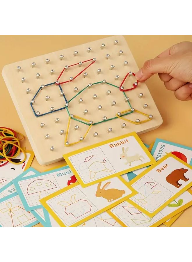 1 Set Wooden Geometric Pegboard Math Puzzle Toy For Fine Motor Skills Development - Image 4