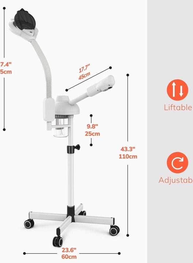 TASALON بخار وجه احترافي 2 في 1 مع ذراع قابل للطي مكبر 5X، بخار أوزون للوجه، معدات العناية بالبشرة في صالون السبا - Image 2