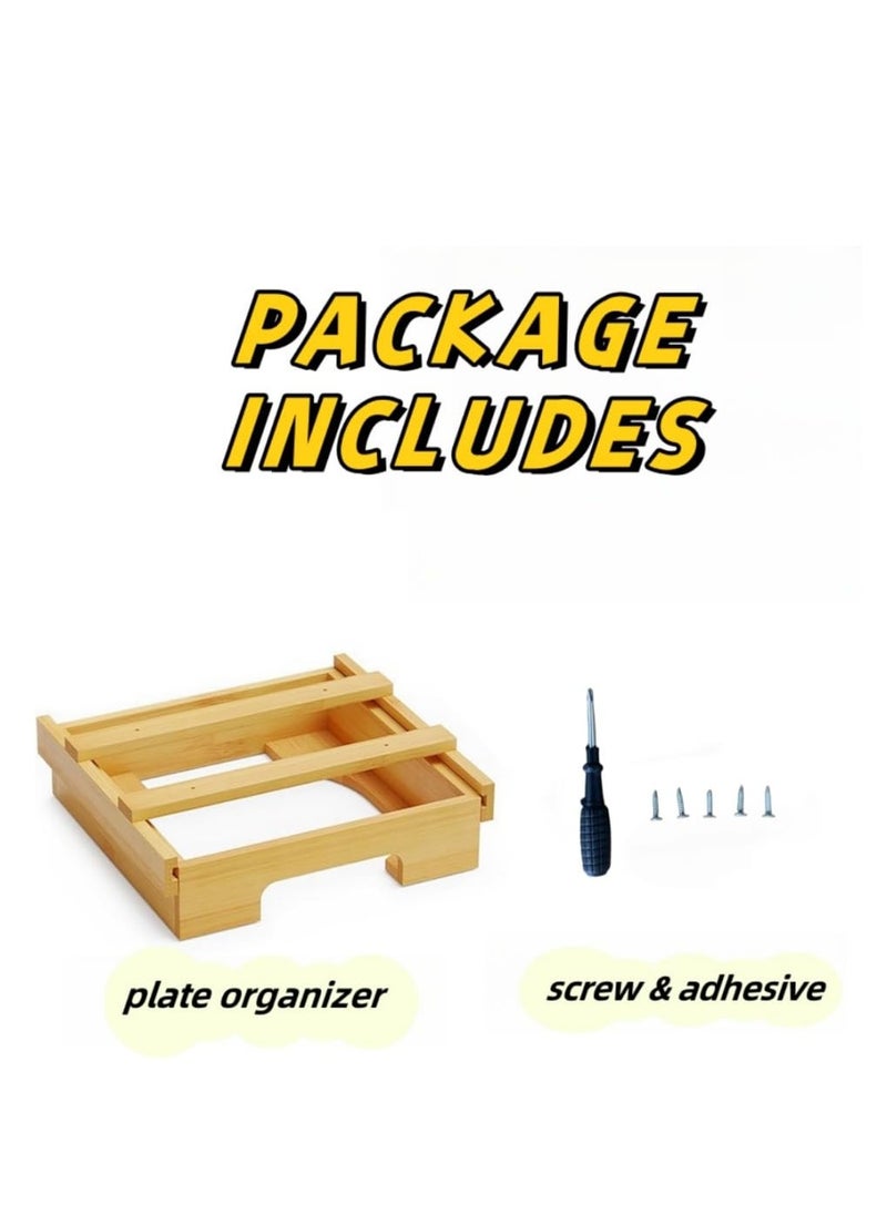 SYOSI - Paper Plate Dispenser Under Cabinet, Organize Kitchen with Under Shelf Storage, 10-Inch Cabinet Bamboo Paper Plates Holder, Kitchen Counter Vertical Plate,paper plate dispenser (Color : Yellow) - Image 1