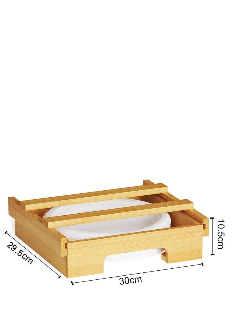 SYOSI - Paper Plate Dispenser Under Cabinet, Organize Kitchen with Under Shelf Storage, 10-Inch Cabinet Bamboo Paper Plates Holder, Kitchen Counter Vertical Plate,paper plate dispenser (Color : Yellow) - Image 1