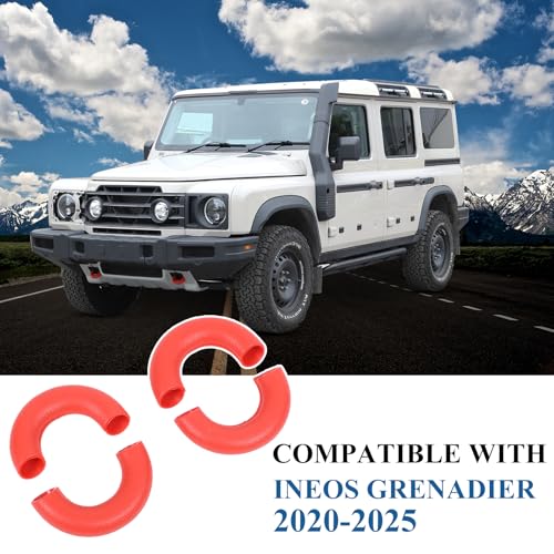Tumukiw أغطية خطاف السحب 4 قطع Tumukiw متوافقة مع INEOS Grenadier 2020-2024، أغطية خطاف السحب الأمامي والخلفي، واقيات مطاطية للزينة (أحمر) - Image 2