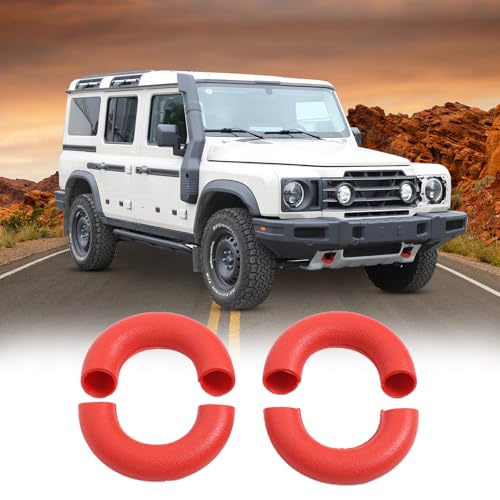 Tumukiw أغطية خطاف السحب 4 قطع Tumukiw متوافقة مع INEOS Grenadier 2020-2024، أغطية خطاف السحب الأمامي والخلفي، واقيات مطاطية للزينة (أحمر) - Image 1