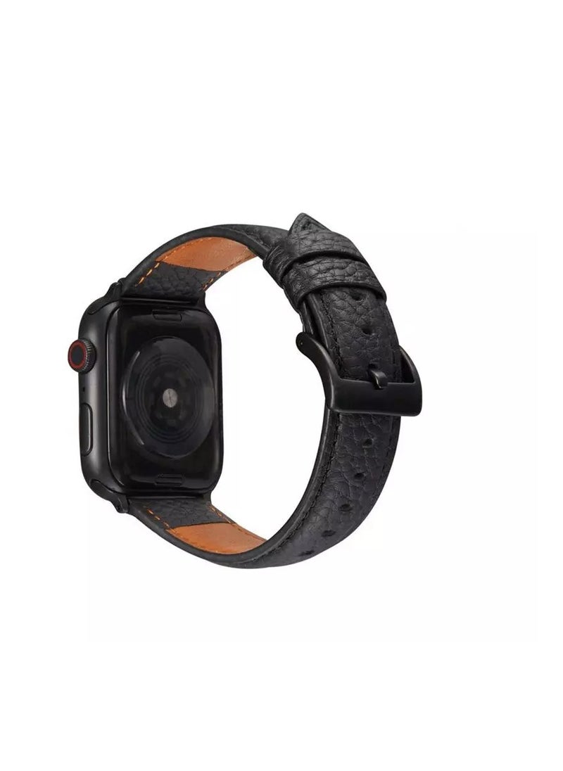 HEXABEX - Apple Watch Leather band, Apple Watch Leather Strap for Apple Watch All Series Compatible with 42mm(Series 10)/41mm/40mm/38mm Black - Image 1