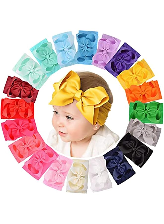 erorex Baby Girls Big Bows Headbands Elastic Nylon Hairbands Turban Hair Accessories For Newborns Infants - Image 1