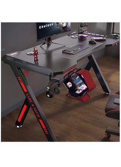 KARNAK Master Gaming Desk With Remote RGB Lights PC Computer Gaming Table Y Modern Shaped Gamer Home Office Computer Desk Table With Handle Rack Cup Holder Headphone Hook Size 140x65x75 cm  - Image 4