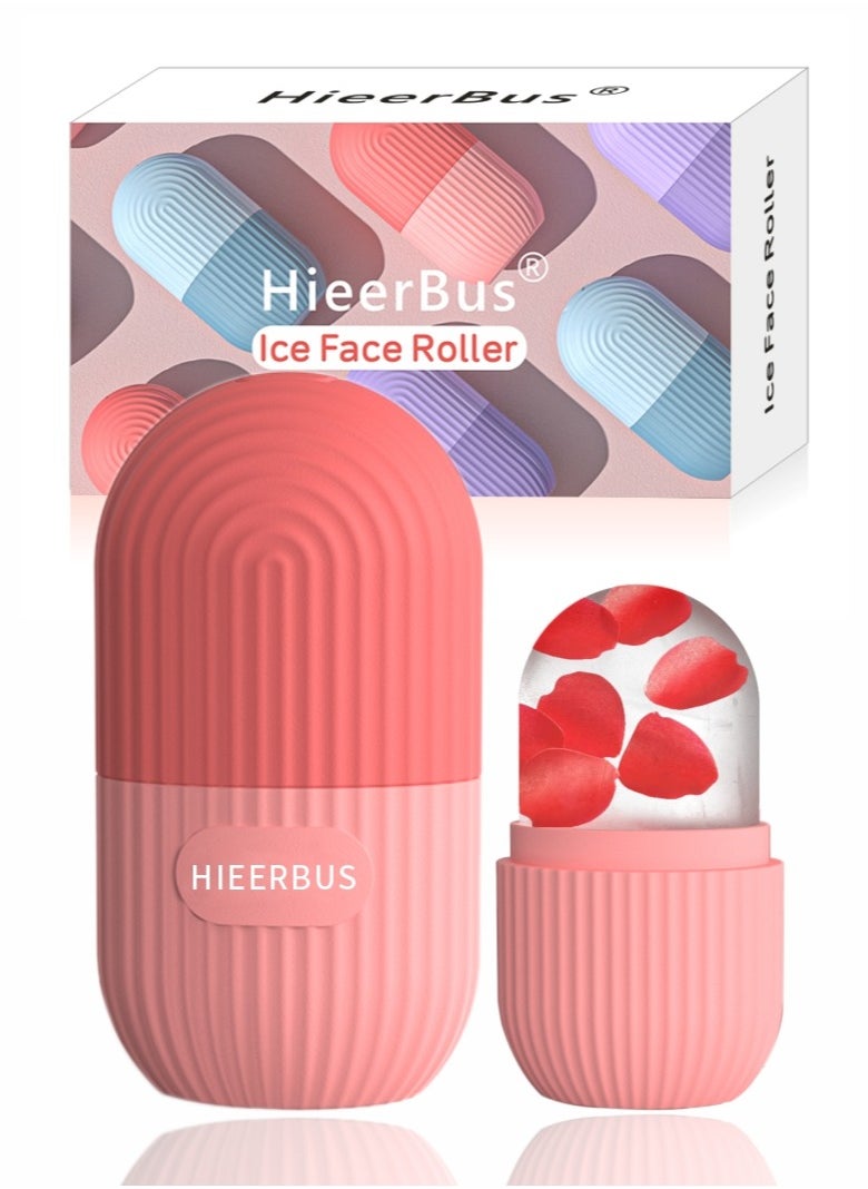HieerBus Silicone Ice Roller For Face, Face Massagers,Skin Care Tool Reusable  Face Ice Mold  Shrink Pores Anti Wrinkle Reduce Puffiness,Pink  - Image 1