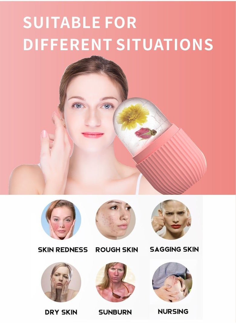 HieerBus Silicone Ice Roller For Face, Face Massagers,Skin Care Tool Reusable  Face Ice Mold  Shrink Pores Anti Wrinkle Reduce Puffiness,Pink  - Image 2