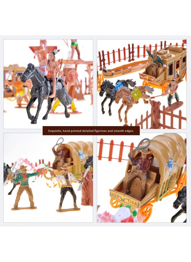 PowerTRC PowerTRC 58 Pcs Wild West Cowboys and Indians Plastic Figures Toys Play Set, Toy Figure Action Soldiers and Native American Accessories Figure Playset Birthday Gift  - Image 2