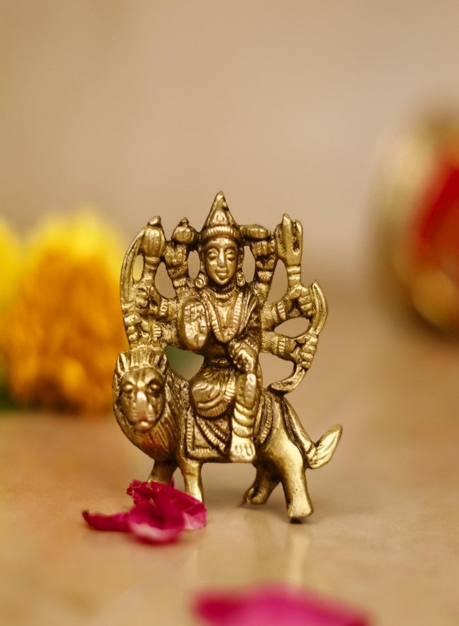 Servdharm Goddess Durga Idol 2" Brass Miniature Statue for Pooja and Gifting - Image 2