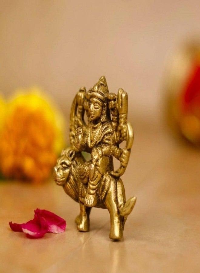 Servdharm Goddess Durga Idol 2" Brass Miniature Statue for Pooja and Gifting - Image 3