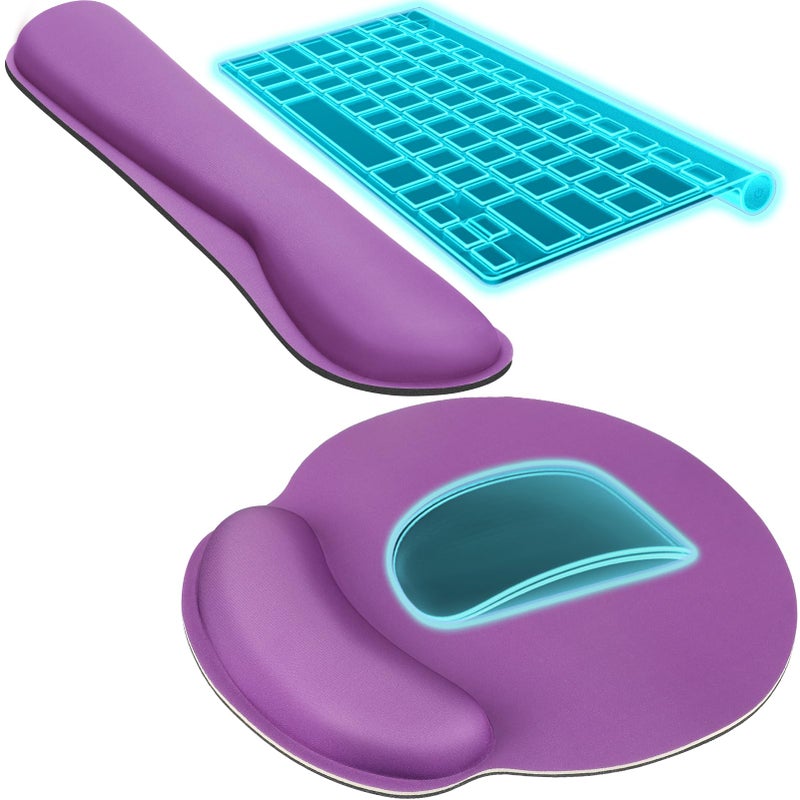 KTRIO Ergonomic Mouse Pad with Wrist Rest, Comfortable Keyboard Wrist Rest, Memory Foam Wrist Rest for Computer Keyboard for Easy Typing & Pain Relief for Office & Home, Purple - Image 1