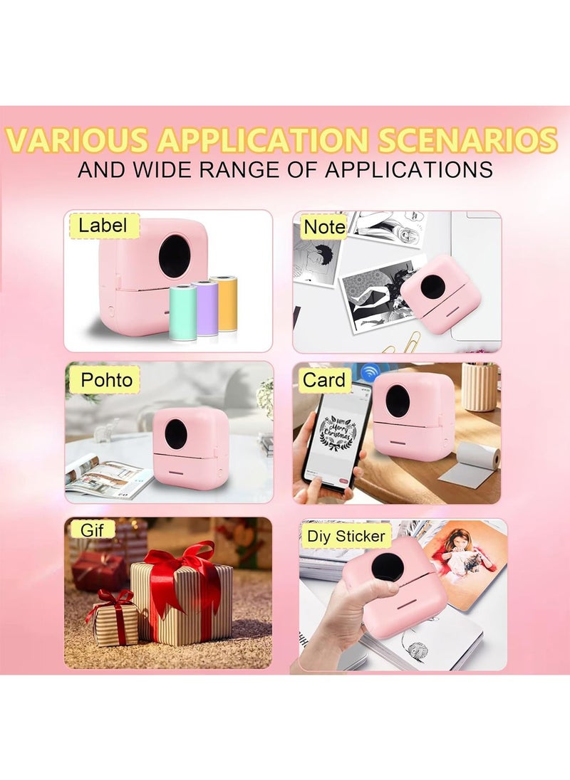 Kidle - Thermal Mini Printer Bluetooth Printer for Phone  Wireless Label Printer with Tape Compatible with iOS&Android Printer X5 powder+5 stickers+5 regular paper+3 colored paper+6 colored pens+1 sticker - Image 1