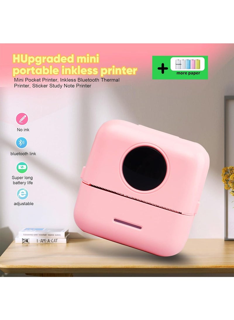 Kidle - Thermal Mini Printer Bluetooth Printer for Phone  Wireless Label Printer with Tape Compatible with iOS&Android Printer X5 powder+5 stickers+5 regular paper+3 colored paper+6 colored pens+1 sticker - Image 1