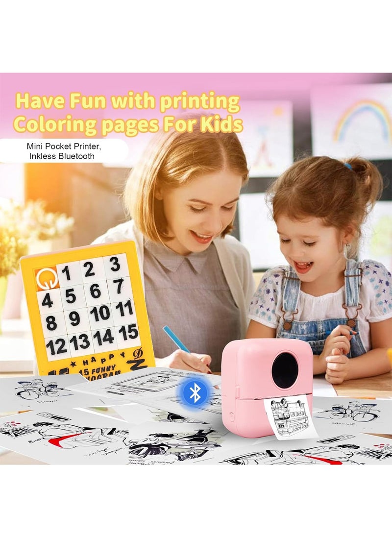 Kidle - Thermal Mini Printer Bluetooth Printer for Phone  Wireless Label Printer with Tape Compatible with iOS&Android Printer X5 powder+5 stickers+5 regular paper+3 colored paper+6 colored pens+1 sticker - Image 1