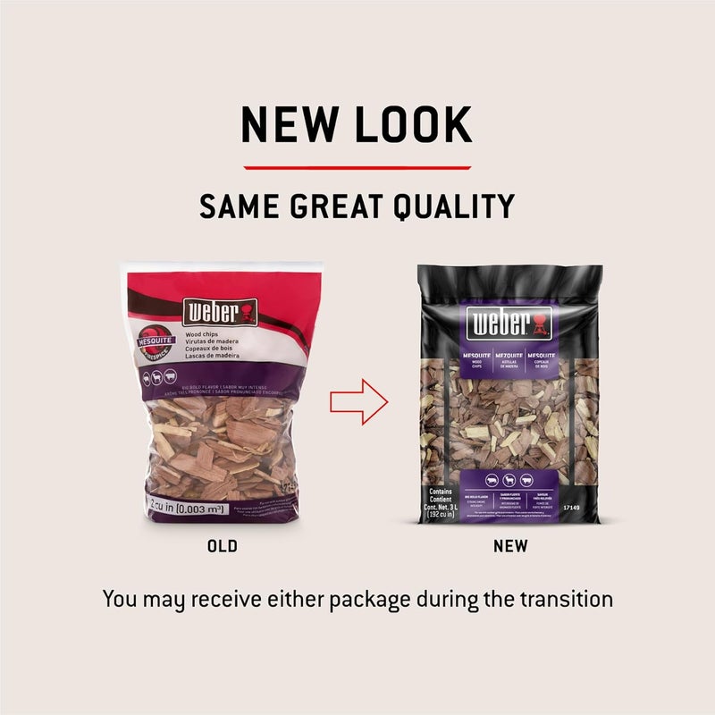 Weber Mesquite Wood Chips Firespice for BBQ Smoking 192 cu in, Natural Smoking Chips for Grill Smoker, Bold Flavor Enhancer for Meat Beef Chicken Fish Outdoor Barbecue Wood Chips - Image 2
