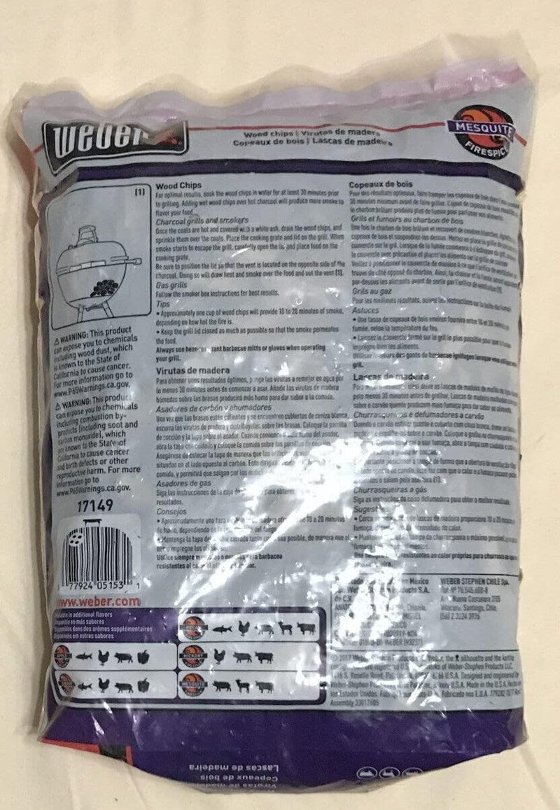 Weber Mesquite Wood Chips Firespice for BBQ Smoking 192 cu in, Natural Smoking Chips for Grill Smoker, Bold Flavor Enhancer for Meat Beef Chicken Fish Outdoor Barbecue Wood Chips - Image 3